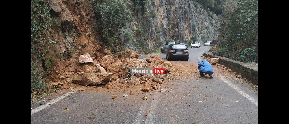 Μεσσηνία: Κατολίσθηση και κυκλοφοριακό χάος στον δρόμο προς Ταΰγετο (εικόνες)