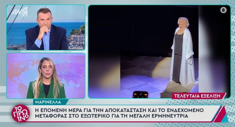 Μαρινέλλα: "Υπάρχει ένα ενδεχόμενο να μεταφερθεί σε κέντρο αποκατάστασης στο εξωτερικό"
