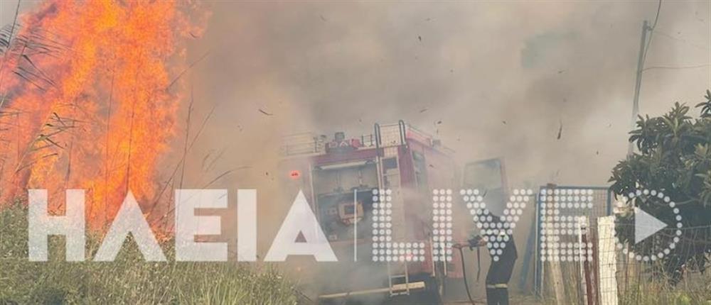 Φωτιά στον Πύργο: Πυροσβεστικό περικυκλώθηκε από φλόγες (βίντεο)