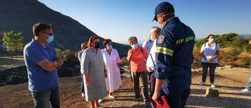 Αυτοψία Μενδώνη στις Μυκήνες μετά την φωτιά (εικόνες)