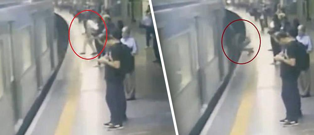 Η στιγμή που έσπρωξαν γυναίκα μπροστά από τρένο (βίντεο)