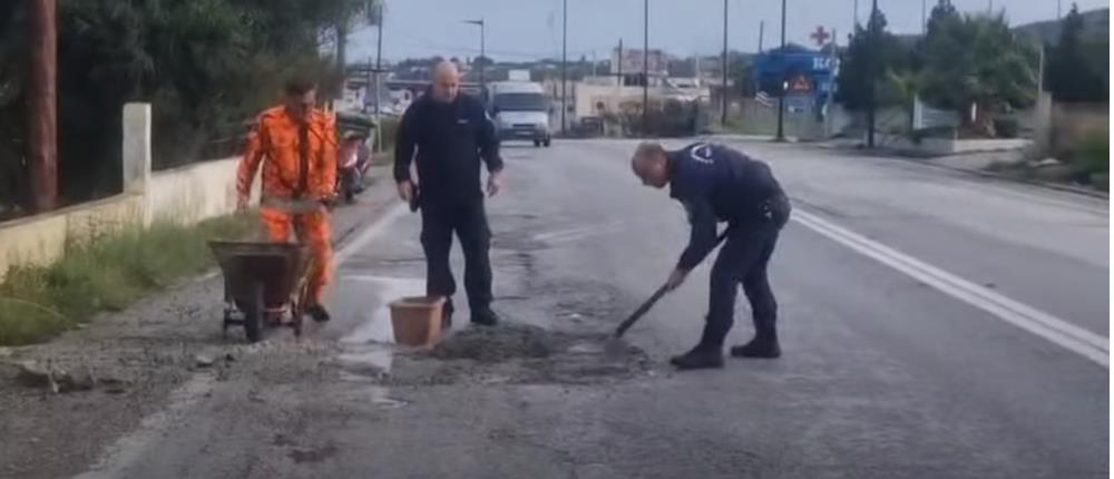 Κως: Αστυνομικοί μπάλωσαν λακκούβα και διατάχθηκε...ΕΔΕ (βίντεο)