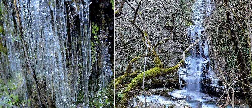 Εντυπωσιακά “γλυπτά” από πάγο σε καταρράκτη της Ηπείρου (φωτο)