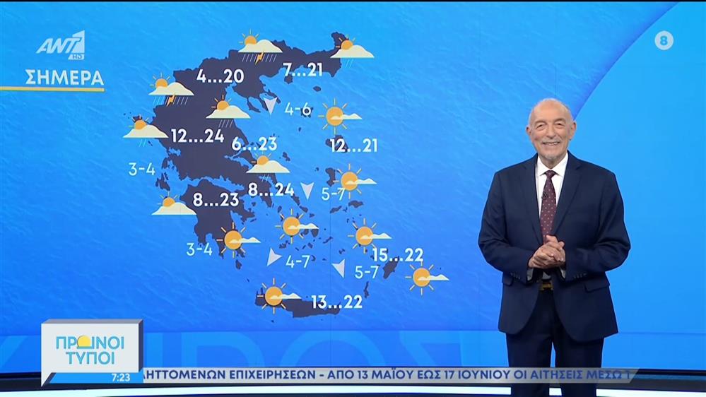 Ο καιρός σήμερα – Πρωινοί Τύποι 01/05/2022