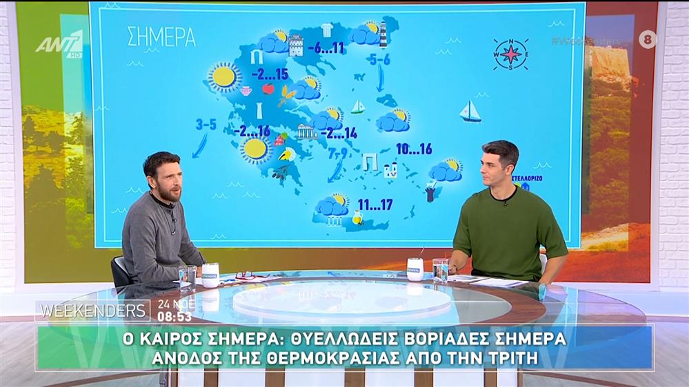 Ο καιρός σήμερα και την εβδομάδα που ξεκινάει - Weekenders - 24/11/2024