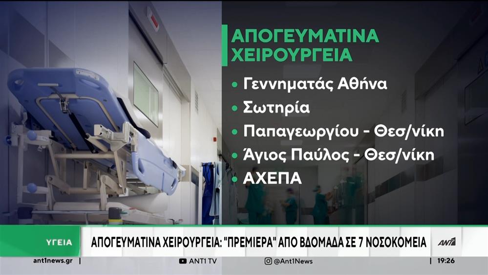 Απογευματινά χειρουργεία: “πρεμιέρα” απο τη νέα εβδομάδα σε 7 νοσοκομεία 
