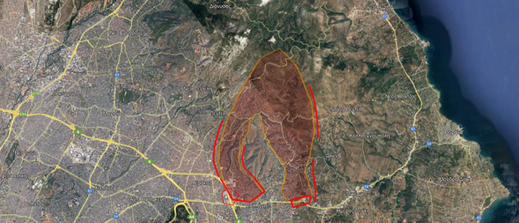 Φωτιά στην Πεντέλη: Χάρτης με τα ενεργά μέτωπα ανά περιοχή