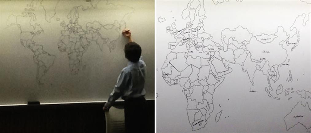 Αυτιστικό παιδί σχεδιάζει το παγκόσμιο χάρτη από μνήμης!
