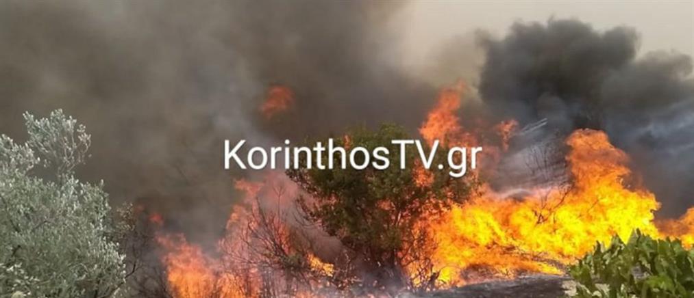Κορινθία: Φωτιά από κεραυνό στα Στραβά