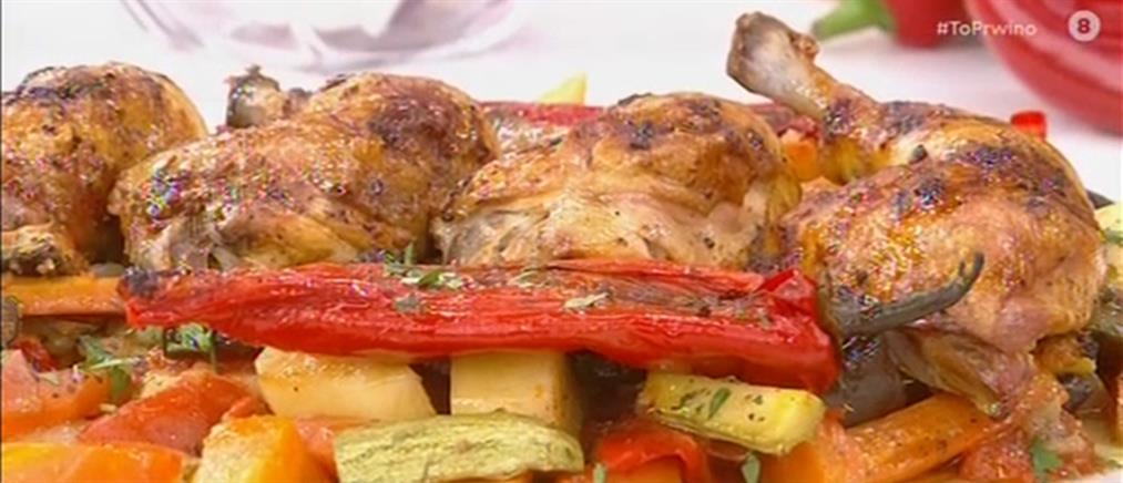Κοτόπουλο στην γάστρα με λαχανικά από τον Πέτρο Συρίγο