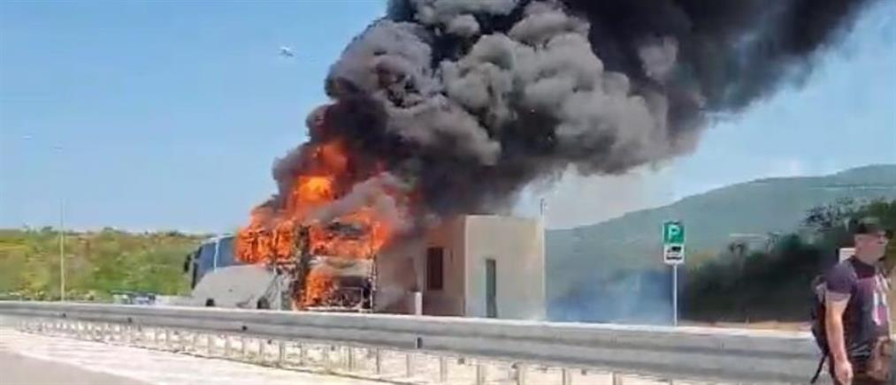 Άμφισσα: Λεωφορείο ΚΤΕΛ τυλίχθηκε στις φλόγες (βίντεο)