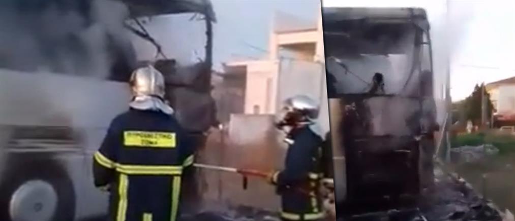 Θεσσαλονίκη: φωτιά σε τουριστικό λεωφορείο δίπλα σε βενζινάδικο (βίντεο)