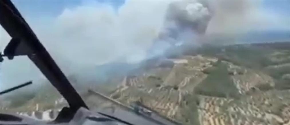 Φωτιά στα Βατερά: βίντεο από πιλότο Canadair πριν την ρίψη νερού