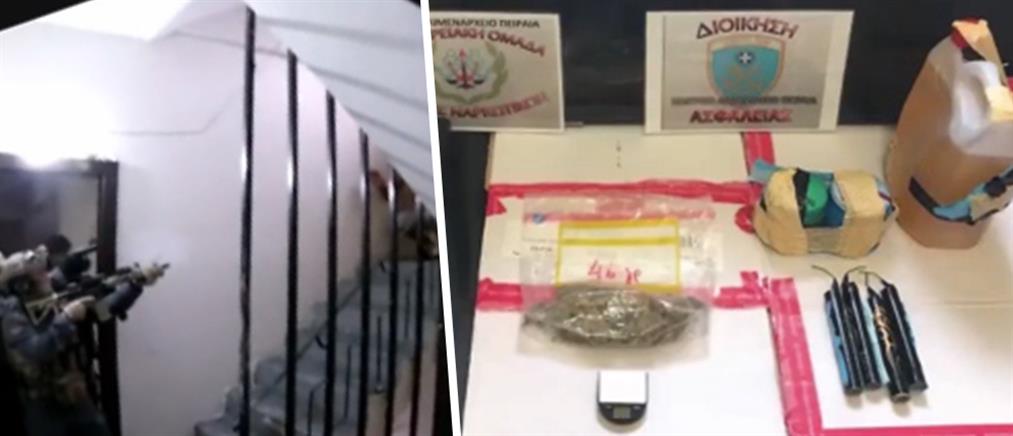 Βρήκαν εκρηκτικά και ναρκωτικά σε σπίτια στην Αγία Βαρβάρα (βίντεο)