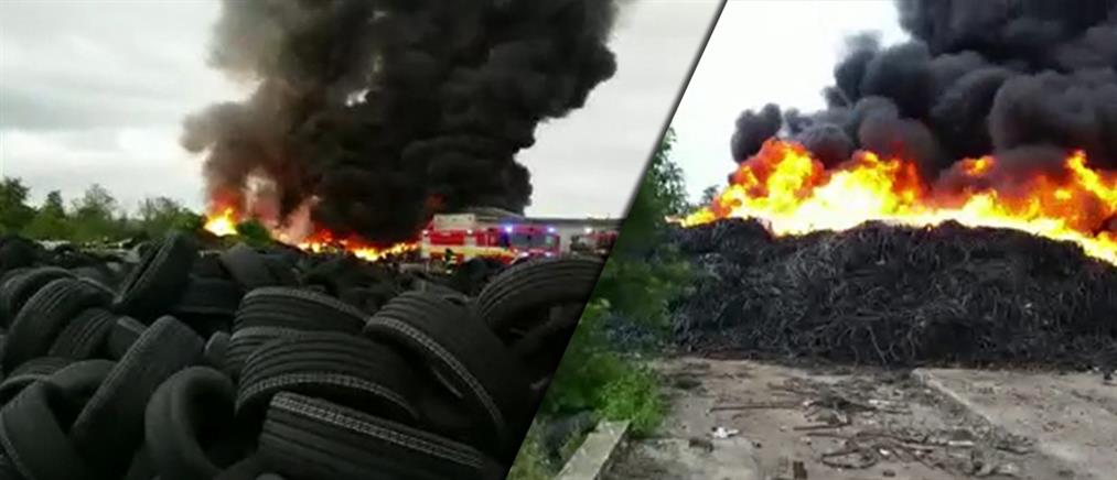 Μεγάλη πυρκαγιά σε εργοστάσιο ελαστικών (Βίντεο)