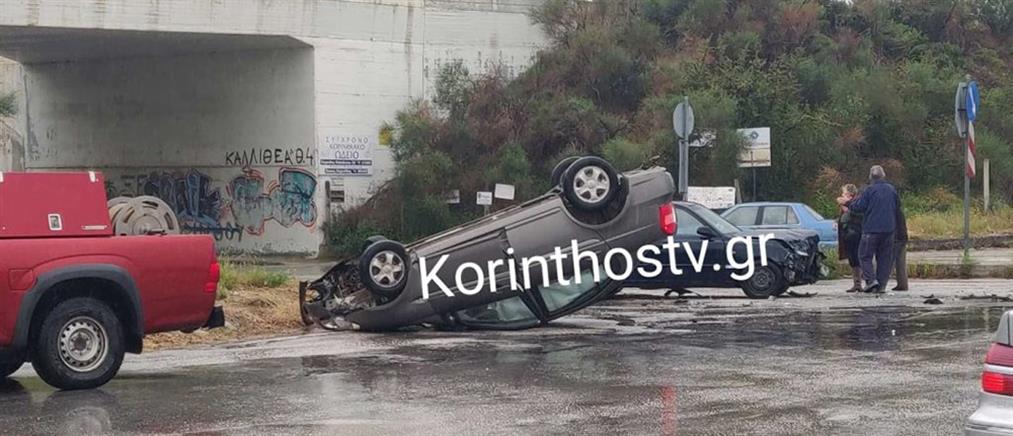 Κόρινθος: Τροχαίο με ανατροπή αυτοκινήτου κάτω από γέφυρα (βίντεο)