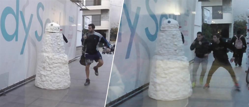 Εύβοια: Η επική φάρσα με τον χιονάνθρωπο που κινείται

