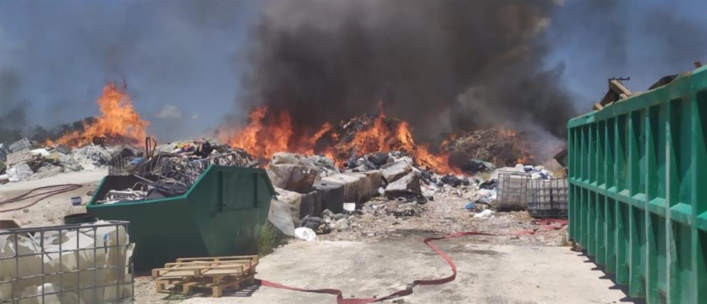 Λάρισα: Φωτιά σε χώρο ανακύκλωσης (εικόνες)