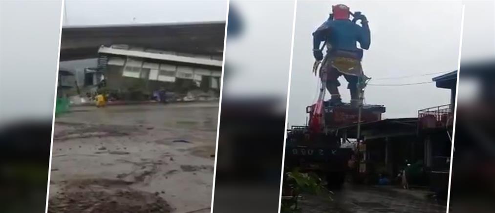 Ούτε σπίτια και αγάλματα γλίτωσαν από τον τυφώνα στην Ταϊβάν (βίντεο)