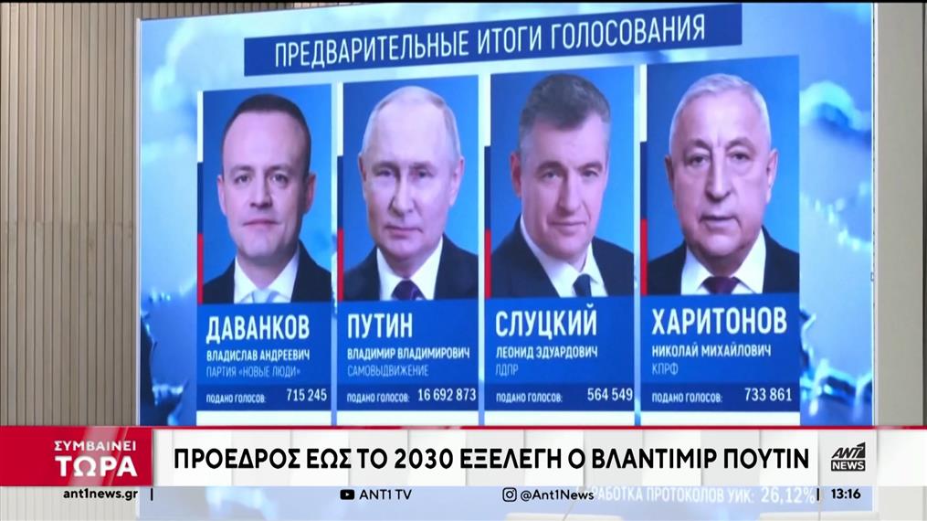 Επανεκλογή Πούτιν με συντριπτικό ποσοστό