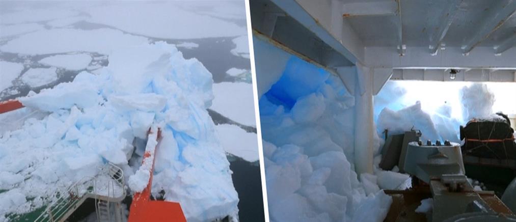 Πλοίο προσέκρουσε σε παγόβουνο της Ανταρκτικής (βίντεο)