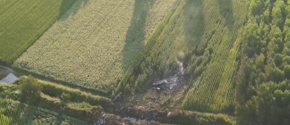 Πτώση Antonov στην Καβάλα: Βίντεο από drone με τα συντρίμμια