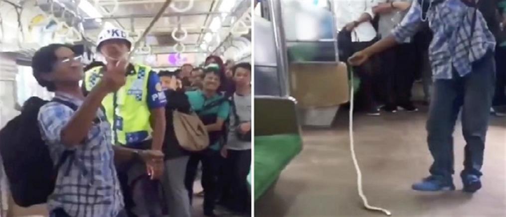 Σκότωσε με τα χέρια του φίδι μέσα σε τρένο (βίντεο)
