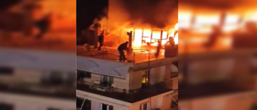 Σέρρες: φωτιά σε ταράτσα οικοδομής (βίντεο)