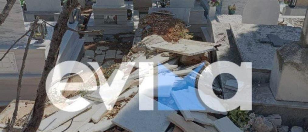 Αλιβέρι: βεβήλωσαν τάφους στο νεκροταφείο (εικόνες)