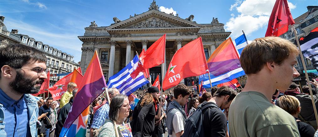 Εντυπωσιακή διαδήλωση αλληλεγγύης υπέρ της Ελλάδας στις Βρυξέλλες