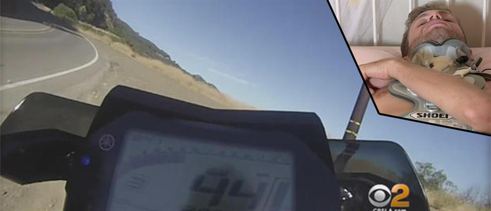 Μοτοσικλετιστής κατέγραψε τη “βουτιά” του σε γκρεμό 76 μέτρων! (βίντεο)