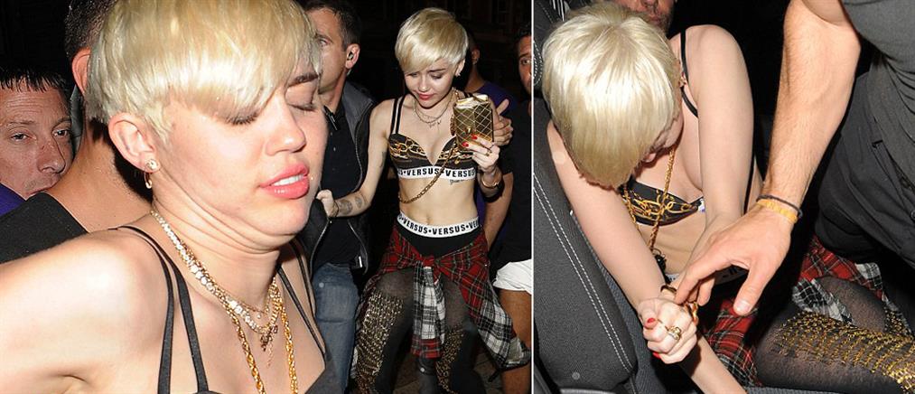 Η Miley Cyrus ημίγυμνη και μεθυσμένη