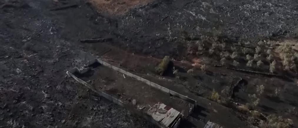 Φωτιά στον Κουβαρά - Guardian: οι εικόνες καταστροφής από ψηλά (βίντεο)