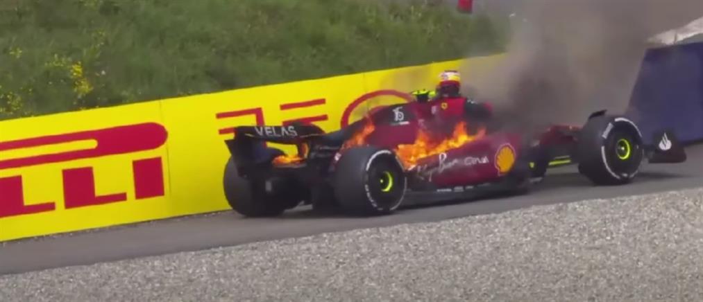 F1 - GP Αυστρίας: Στις φλόγες η Ferrari του Σάινθ (βίντεο)