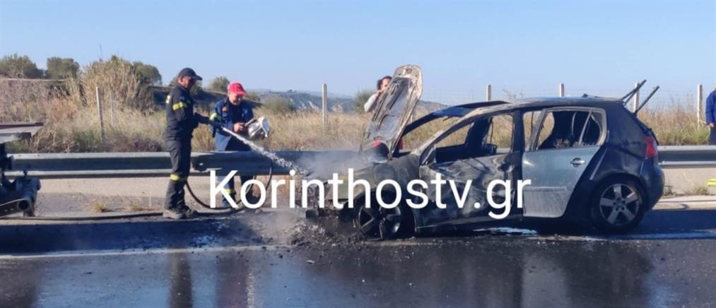 Εθνική Οδός: Στις φλόγες αυτοκίνητο οικογένειας με παιδί (εικόνες)