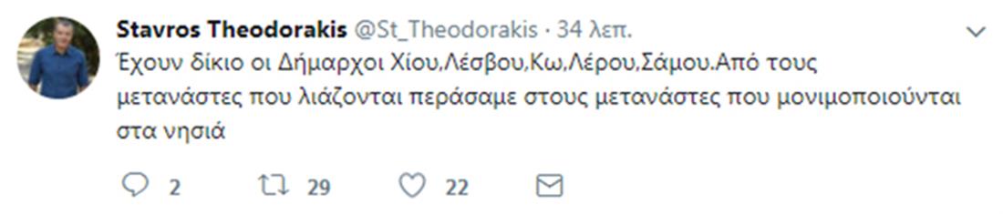 Σταύρος Θεοδωράκης - Δήμαρχοι - tweet