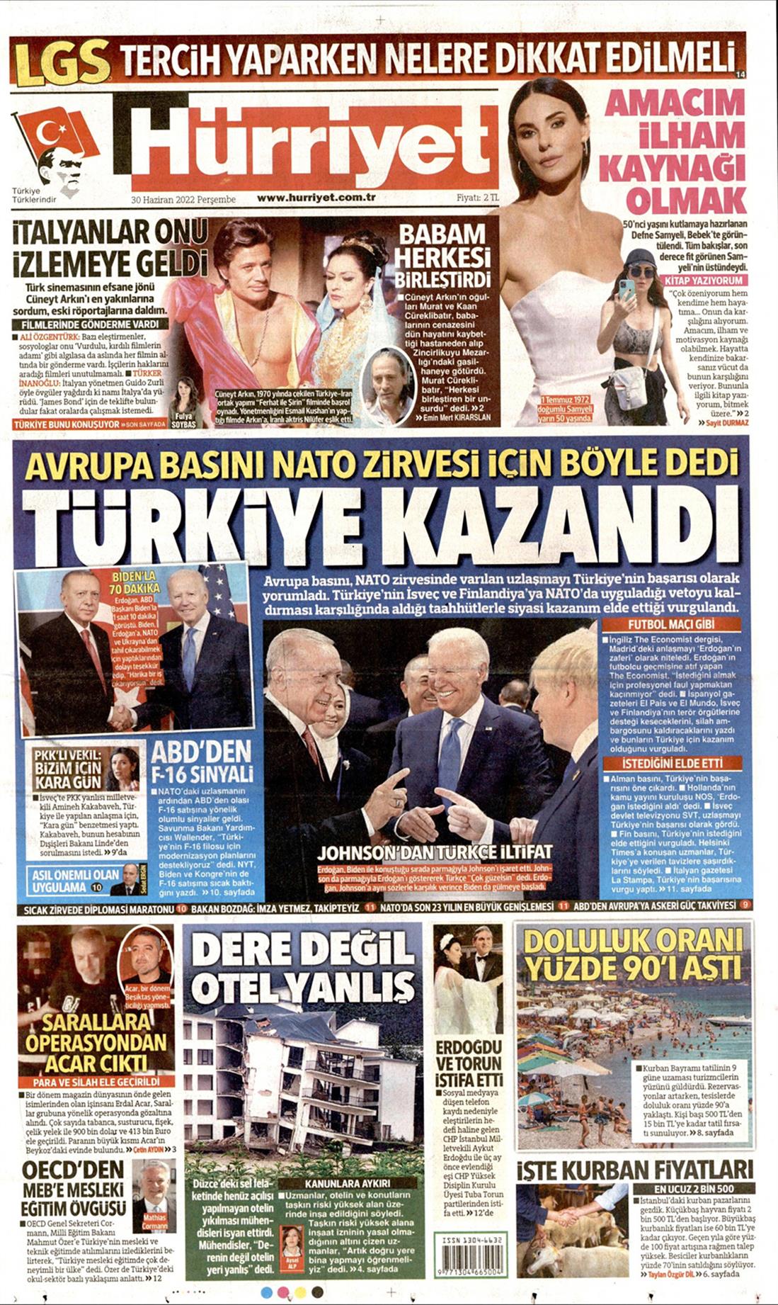 Τουρκικός Τύπος - σύνοδος ΝΑΤΟ - hurriyet