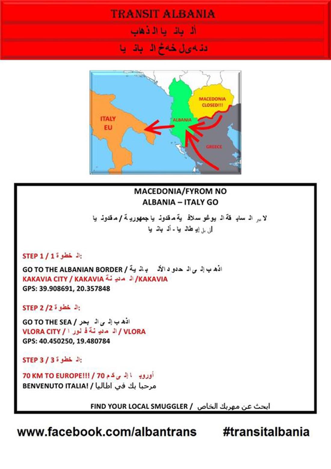 Πρόσφυγες - διακινητές - χάρτες - διαδρομή - Αλβανία