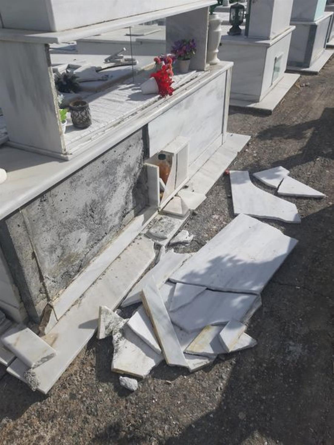 κοιμητήριο - Δήμος Μινώα Πεδιάδος - σεισμός - ζημιές