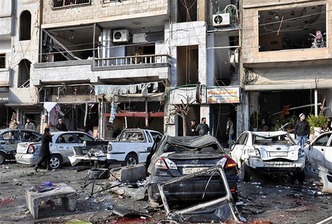 AP - Συρία - διπλή βομβιστική επίθεση - Χομς - καταστροφές