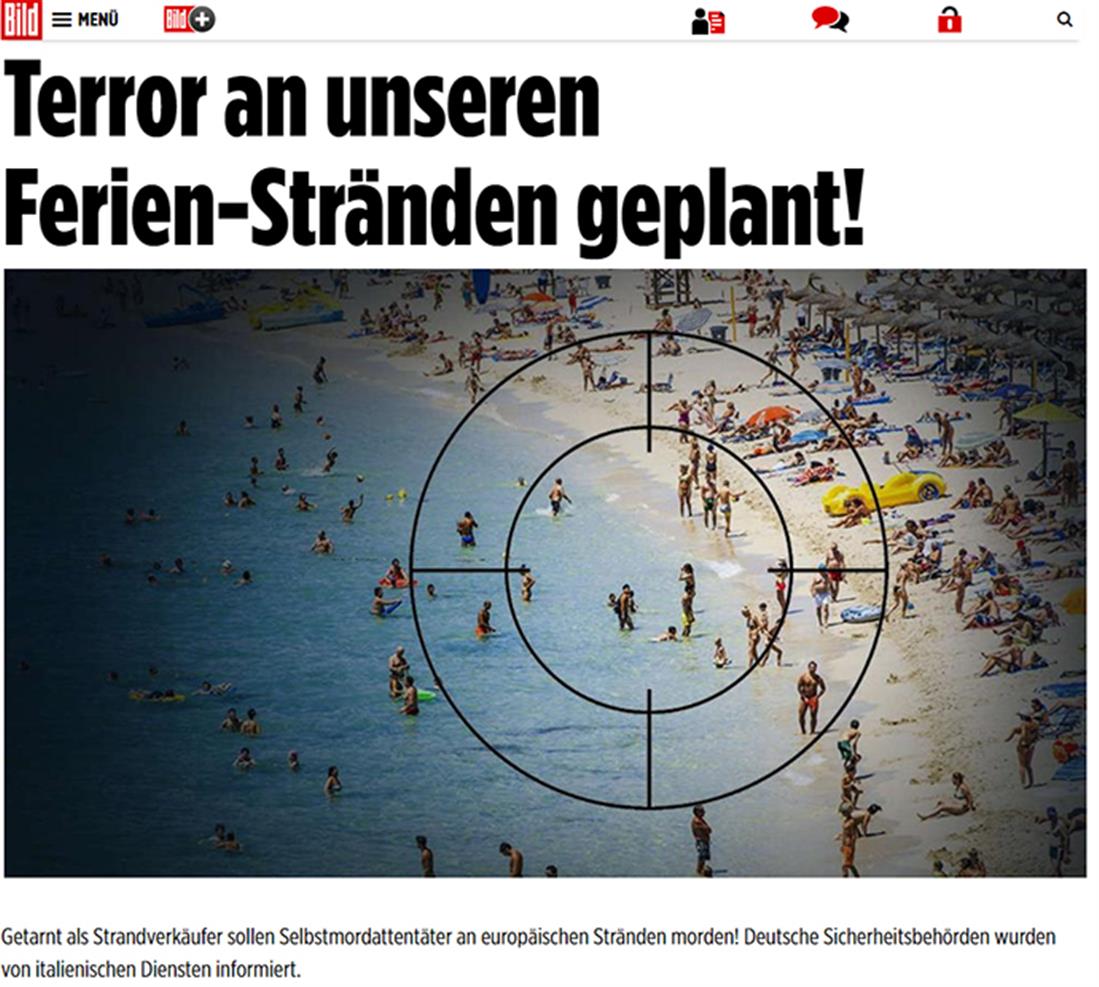 Bild - δημοσίευμα - τζιχαντιστές - ISIS - IK - ισλαμικό κράτος - χτύπημα - παραλία