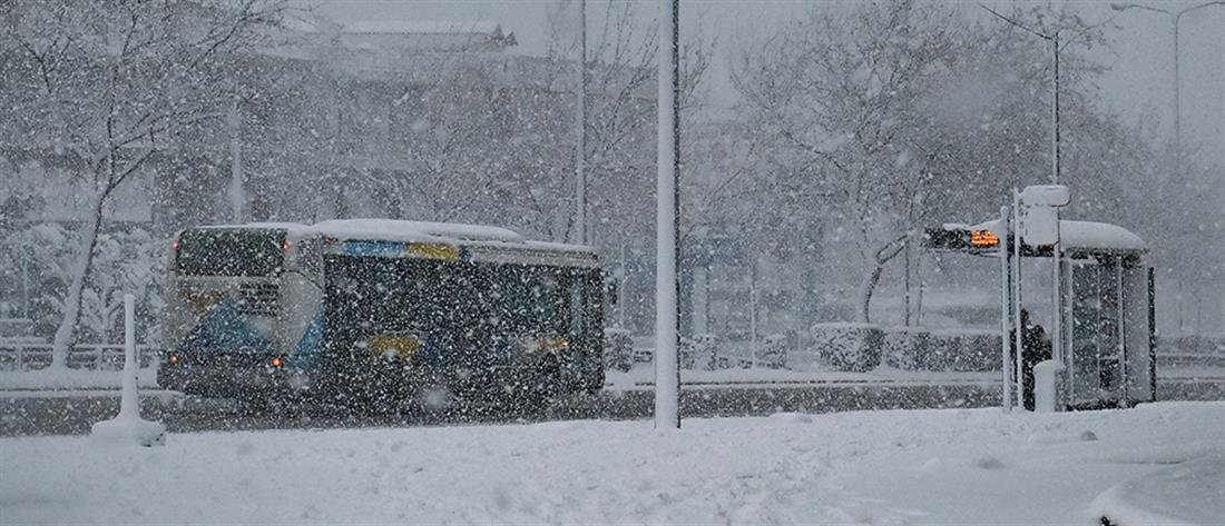 Λεωφορείο - χιόνια - Αθήνα