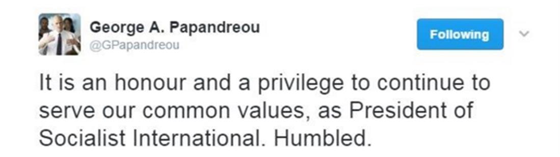 Γιώργος Παπανδρέου - tweets - Πρόεδρος Σοσιαλιστικής Διεθνούς