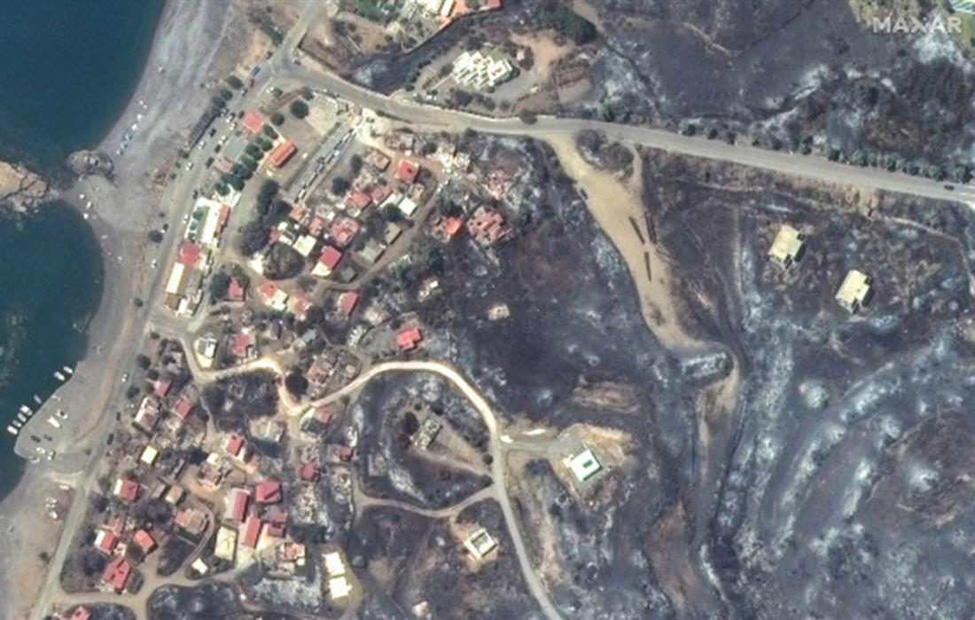 Ρόδος - δορυφορικές εικόνες - πυρκαγιά