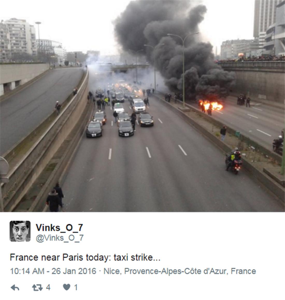 Γαλλία - απεργίες - διαμαρτυρία - κινητοποιήσεις - οδηγοί ταξί - ταξί - twitter