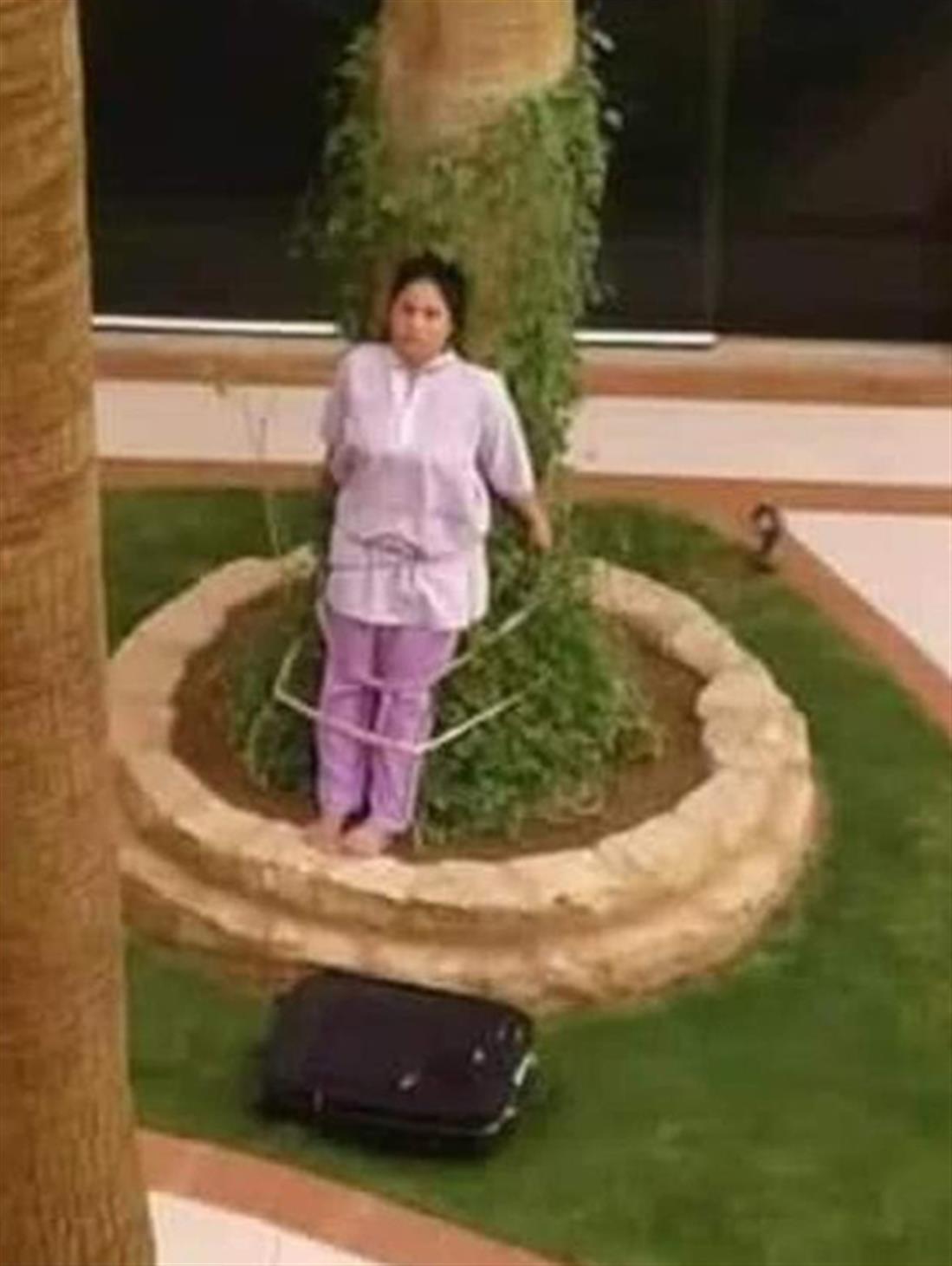 Σαουδάραβες - έδεσαν οικιακή βοηθό - δέντρο