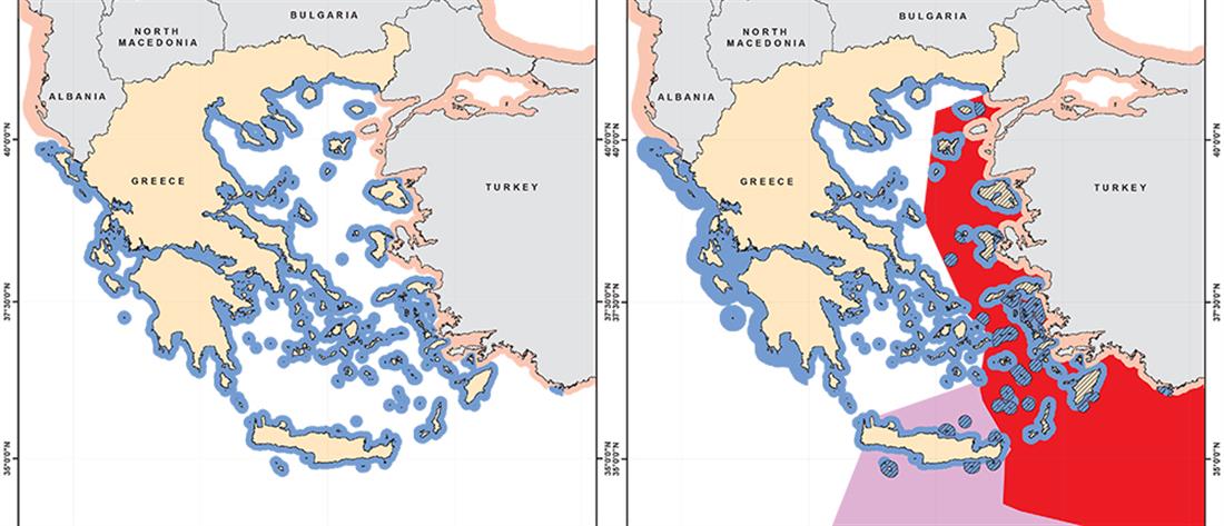 Ελληνοτουρκικά - ΥΠΕΞ: Χάρτες με τις παράνομες και μονομερείς τουρκικές αξιώσεις
