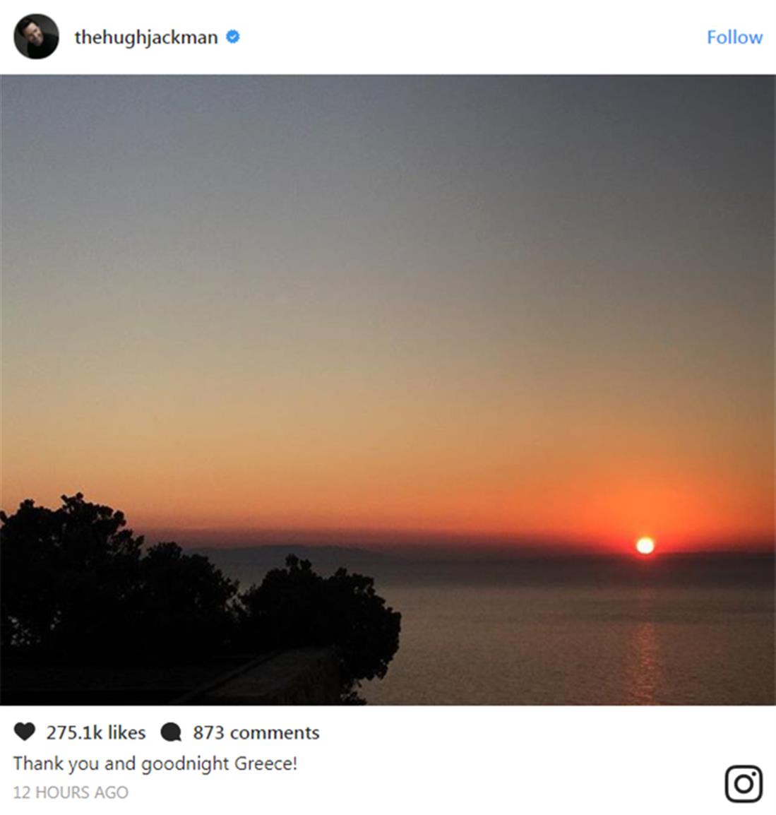 Χιου Τζακμαν - instagram - Ελλάδα