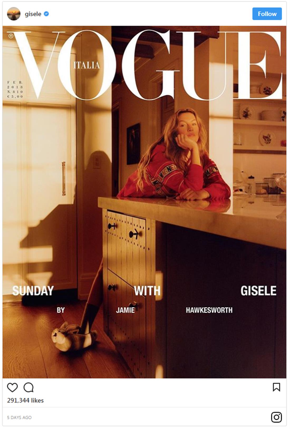 Ζιζέλ - φωτογράφιση -  ιταλική Vogue