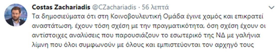 Ζαχαριάδης Χ - tweet